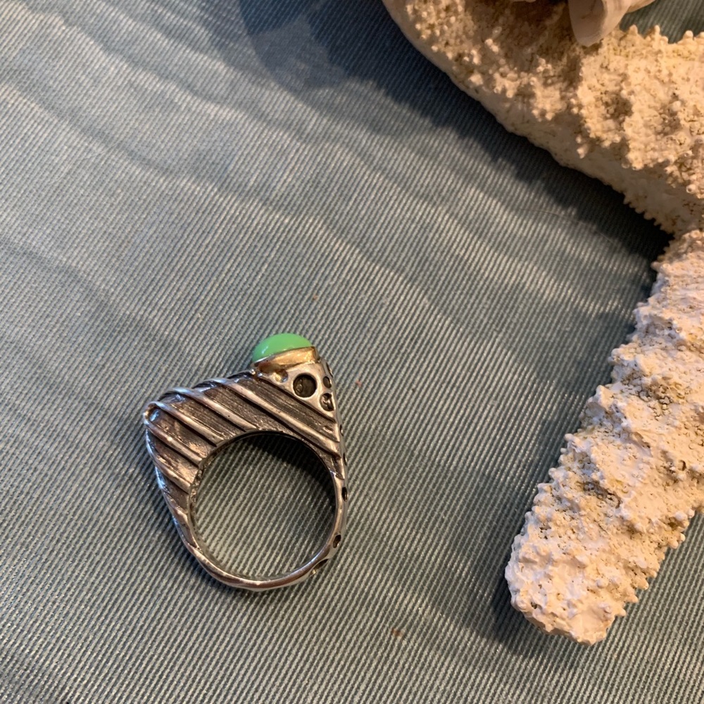 Silver & green turquoise ring - Picture 6 of 6